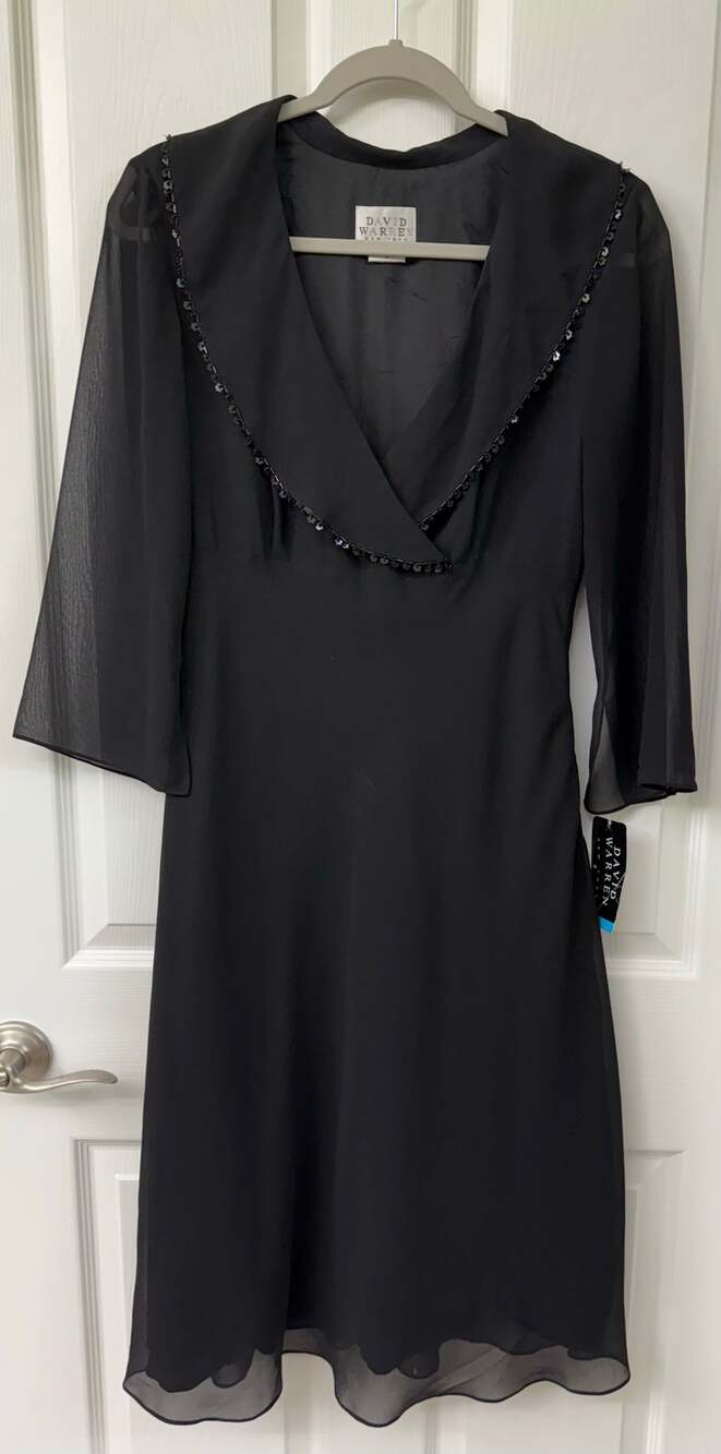 David Warren black dress NWT classic elegance size 8 Midi Vintage cocktail